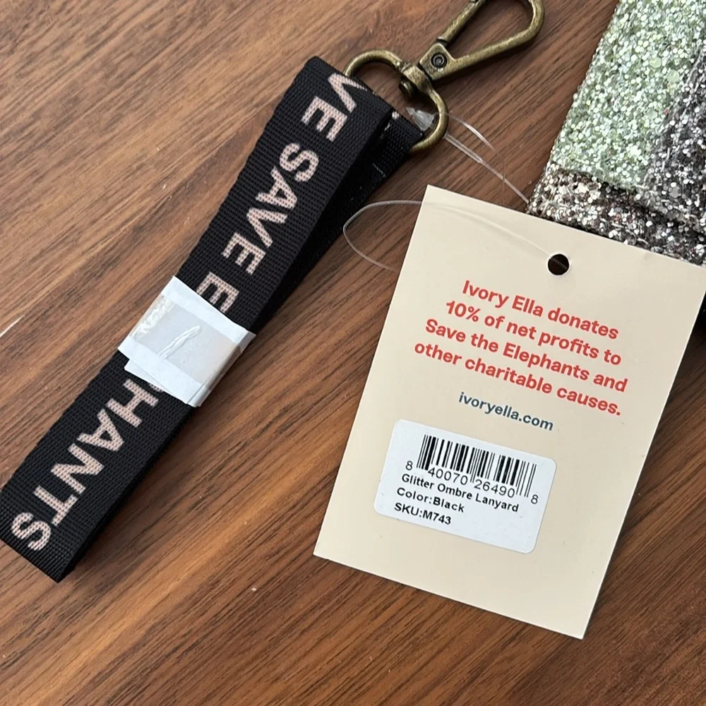IVORY ELLA LANYARD OMBRÉ GLITTER CARD HOLDER